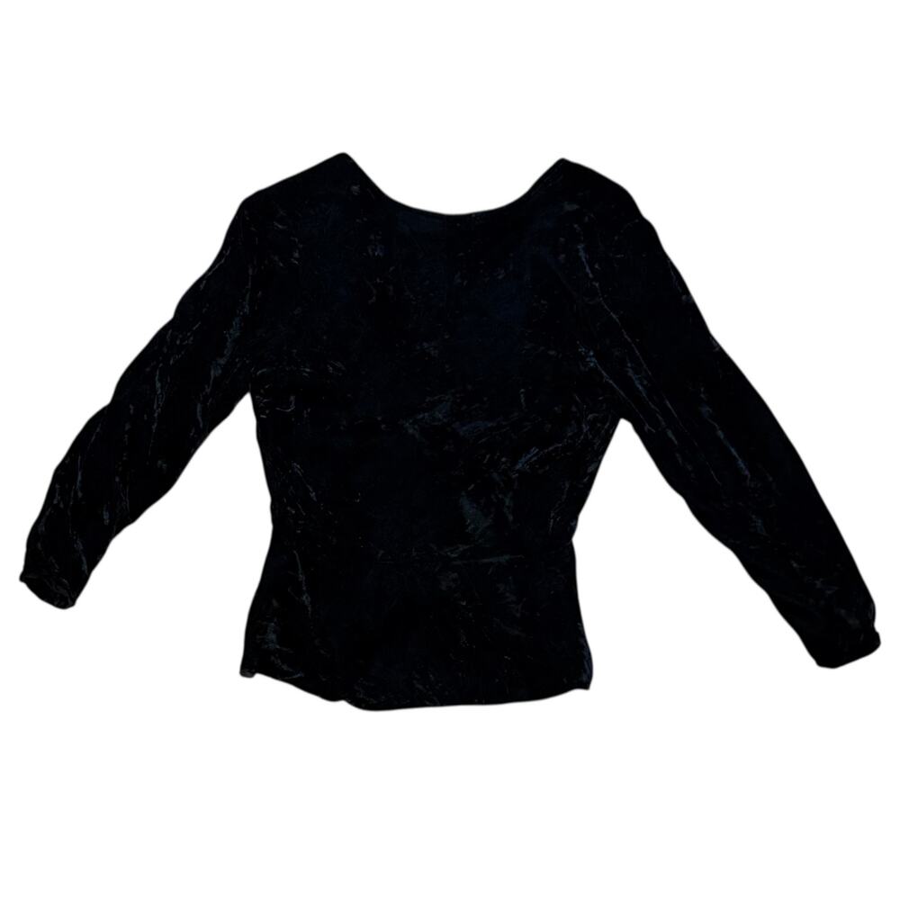 Vintage Diana D’este 100% Silk Top Womens Block Low Cut Velvet Pullover Size 12 - Picture 3 of 7